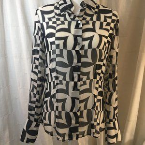 Kenneth Cole Black & White Geometric Blouse
